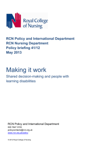 Making it work RCN Policy and International Department RCN Nursing Department
