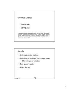 Universal Design John Stasko Spring 2007