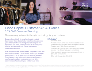 Cisco Capital Customer At-A-Glance 3.5% SMB Customer Financing or Telepresence Solution