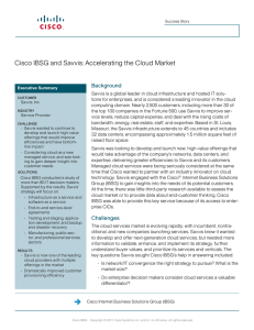 Cisco IBSG and Savvis: Accelerating the Cloud Market Background