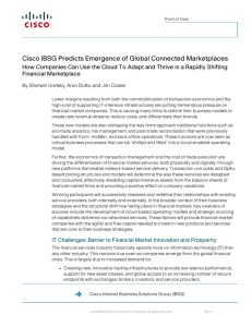 Cisco IBSG Predicts Emergence of Global Connected Marketplaces Financial Marketplace