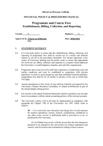 Programme and Course Fees Establishment, Billing, Collection, and Reporting