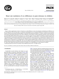 Heart rate mediation of sex differences in pain tolerance in... * Qian Lu , Lonnie K. Zeltzer