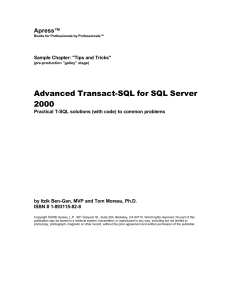 Advanced Transact-SQL for SQL Server 2000 Apress™