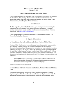 FACULTY SENATE MEETING February 7, 2007