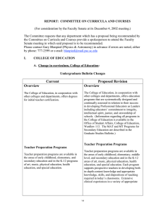 (For consideration by the Faculty Senate at its December 4,... The Committee requests that any department which has a proposal... REPORT:  COMMITTEE ON CURRICULA AND COURSES