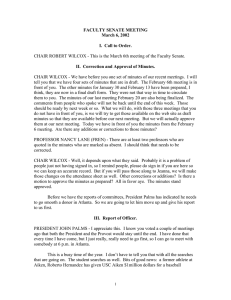 FACULTY SENATE MEETING March 6, 2002 I.  Call to Order.