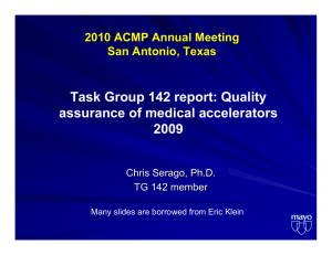Task Group 142 report: Quality assurance of medical accelerators 2009