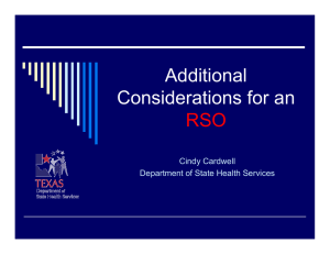 Additional Considerations for an RSO Cindy Cardwell