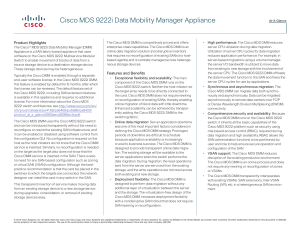 Cisco MDS 9222i Data Mobility Manager Appliance Product Highlights