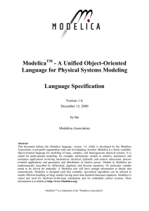 Modelica - A Unified Object-Oriented Language for Physical Systems Modeling Language Specification