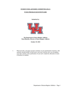 STUDENT FEES ADVISORY COMMITTEE (SFAC)  FY2012 PROGRAM QUESTIONNAIRE Submitted by: