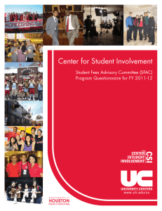 Center for Student Involvement Student Fees Advisory Committee (SFAC)