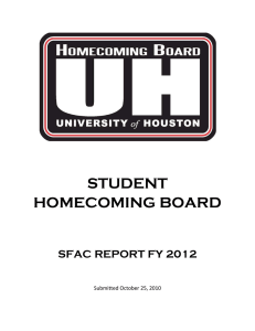 STUDENT HOMECOMING BOARD SFAC REPORT FY 2012