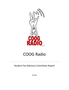 COOG Radio Student Fee Advisory Committee Report  FY 2013