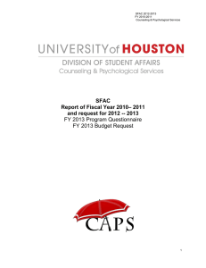 SFAC Report of Fiscal Year 2010– 2011 FY 2013 Program Questionnaire