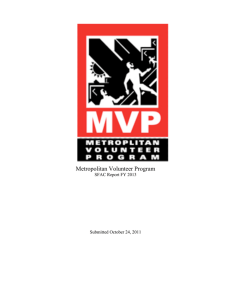 Metropolitan Volunteer Program SFAC Report FY 2013 Submitted October 24, 2011