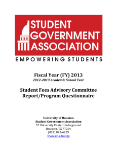 Fiscal Year (FY) 2013 Student Fees Advisory Committee Report/Program Questionnaire