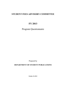 FY 2013  STUDENT FEES ADVISORY COMMITTEE Prepared by