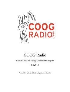 COOG Radio Student Fee Advisory Committee Report FY2014
