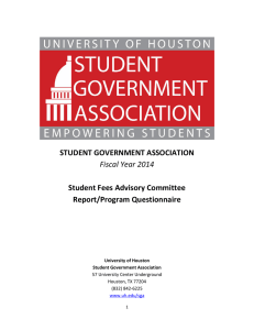 STUDENT GOVERNMENT ASSOCIATION  Student Fees Advisory Committee Report/Program Questionnaire