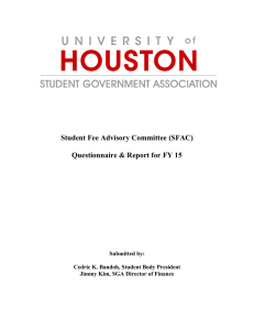 Student Fee Advisory Committee (SFAC) Questionnaire &amp; Report for FY 15