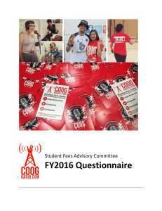 FY2016 Questionnaire Student Fees Advisory Committee