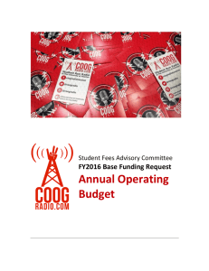 Annual Operating Budget FY2016 Base Funding Request Student Fees Advisory Committee