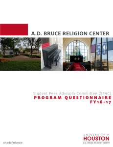 A.D. BRUCE RELIGION CENTER F Y 1 6 - 1 7