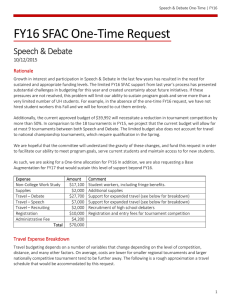 FY16 SFAC One‐Time Request  Speech &amp; Debate  10/12/2015  Rationale 
