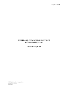 WESTLAKE CITY SCHOOL DISTRICT SECTION 403(b) PLAN Adopted 6/9/08 Effective January 1, 2009