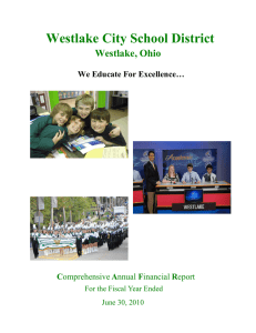 Westlake City School District Westlake Ohio Westlake, Ohio We Educate For Excellence…