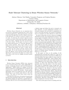 Fault Tolerant Clustering in Dense Wireless Sensor Networks