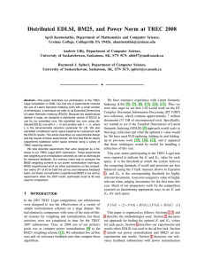 Distributed EDLSI, BM25, and Power Norm at TREC 2008