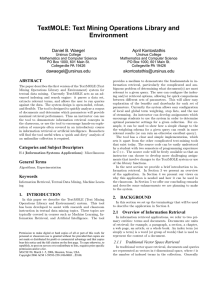 TextMOLE: Text Mining Operations Library and Environment Daniel B. Waegel April Kontostathis