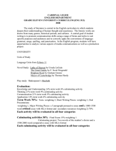 CARDINAL LEGER ENGLISH DEPARTMENT GRADE ELEVEN UNIVERISTY CURRICULUM (ENG 3UI) 2008