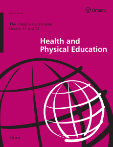 Health and Physical Education The Ontario Curriculum Grades 11 and 12