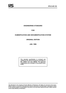 ENGINEERING STANDARD  FOR HUMIDIFICATION AND DEHUMIDIFICATION SYSTEM