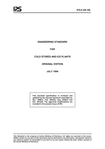 ENGINEERING STANDARD  FOR COLD STORES AND ICE PLANTS