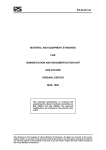 MATERIAL AND EQUIPMENT STANDARD  FOR HUMIDIFICATION AND DEHUMIDIFICATION UNIT
