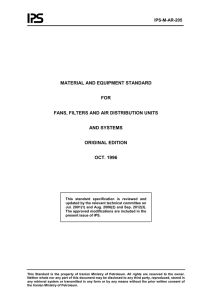 MATERIAL AND EQUIPMENT STANDARD  FOR FANS, FILTERS AND AIR DISTRIBUTION UNITS