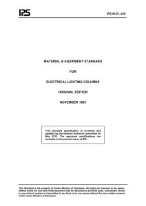 MATERIAL &amp; EQUIPMENT STANDARD  FOR ELECTRICAL LIGHTING COLUMNS