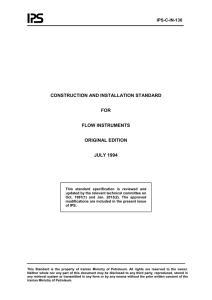 CONSTRUCTION AND INSTALLATION STANDARD  FOR FLOW INSTRUMENTS
