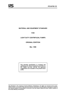 MATERIAL AND EQUIPMENT STANDARD FOR LIGHT DUTY CENTRIFUGAL PUMPS