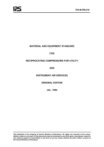 MATERIAL AND EQUIPMENT STANDARD FOR RECIPROCATING COMPRESSORS FOR UTILITY