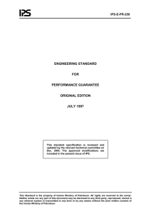 ENGINEERING STANDARD  FOR PERFORMANCE GUARANTEE