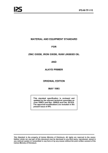 MATERIAL AND EQUIPMENT STANDARD  FOR ZINC OXIDE, IRON OXIDE, RAW LINSEED OIL