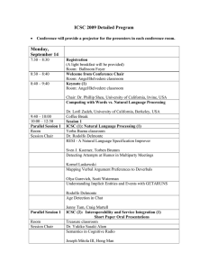 ICSC 2009 Detailed Program  Monday, September 14