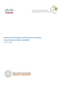 Network Technology Performance Evaluation Cisco Wireless High Availability July 31, 2013