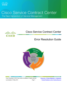 Cisco Service Contract Center Error Resolution Guide CSCC Error Resolution Guide